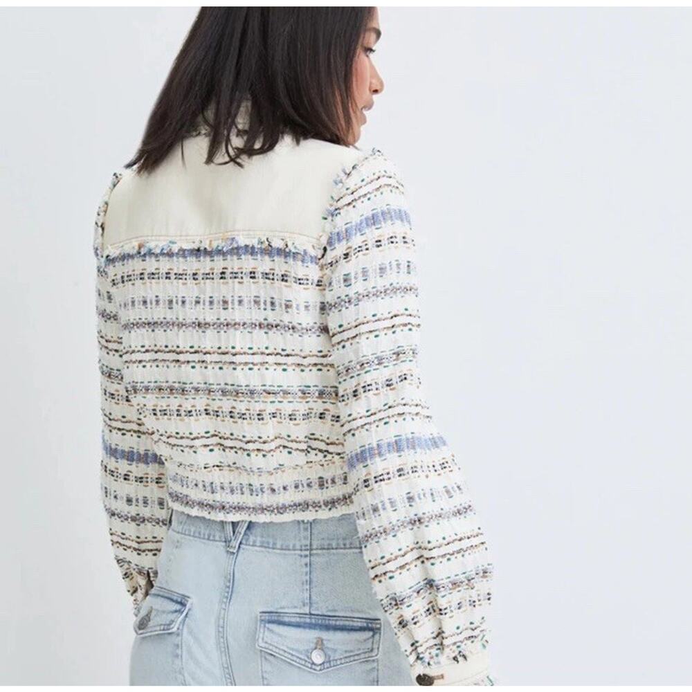 Veronica Beard Darren Tweed Jacket Ecru Multi Fringe Crop Jacket US 12 - Picture 4 of 14